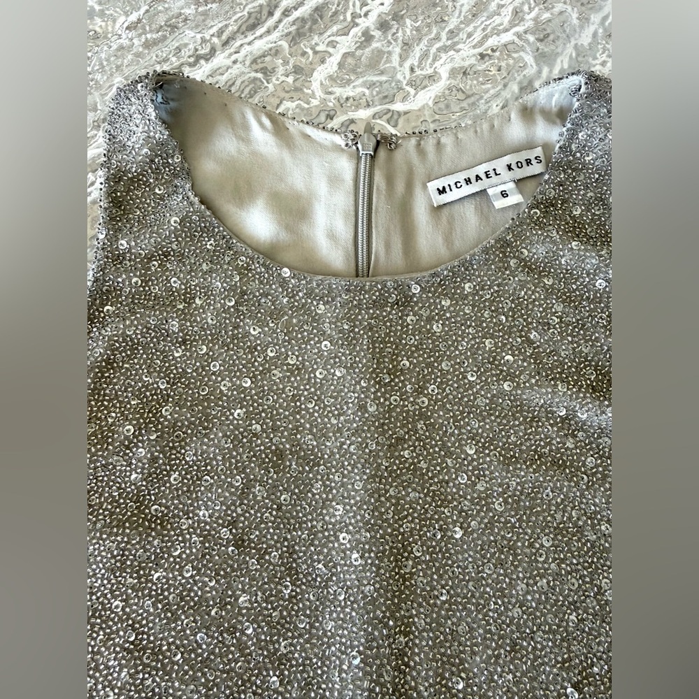 Michael Kors Glittering Silver Sequin Blouse - Picture 2 of 4